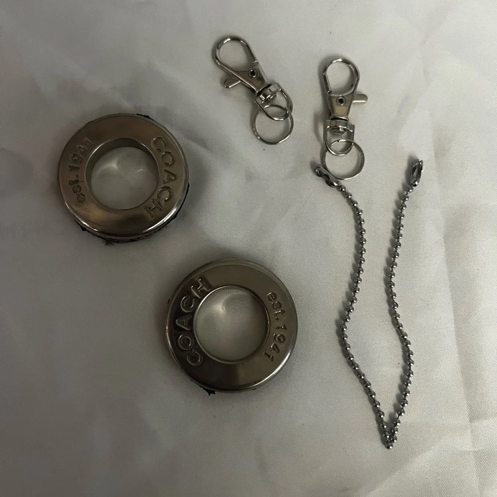 Two Coach Silver Grommets Circular Accessories/Bag Charms